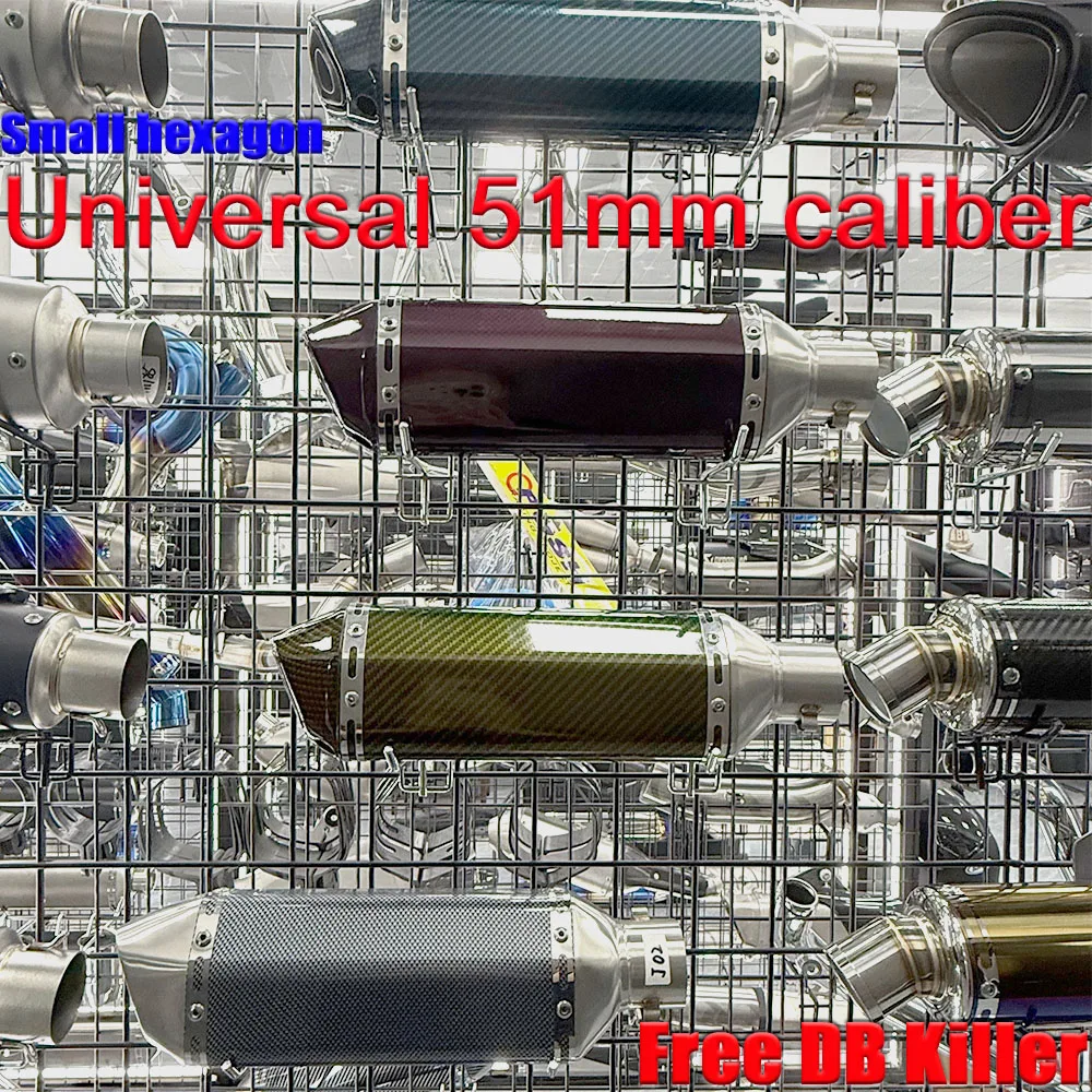 

51mm Universal Motorcycle AK Exhaust Muffler Tube for Scooters, Off-Road Motorcycles, Scarico Moto, MT07, R1, ER6N, CBR250R