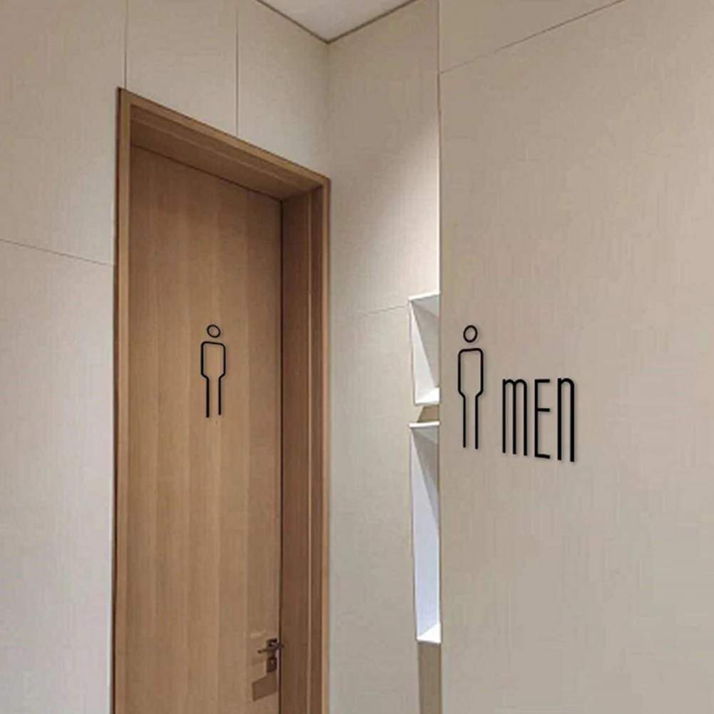 As Shown Restroom Signage Unique Electroplating Reflection Easy Mounting Design Decorative Restroom Identifier