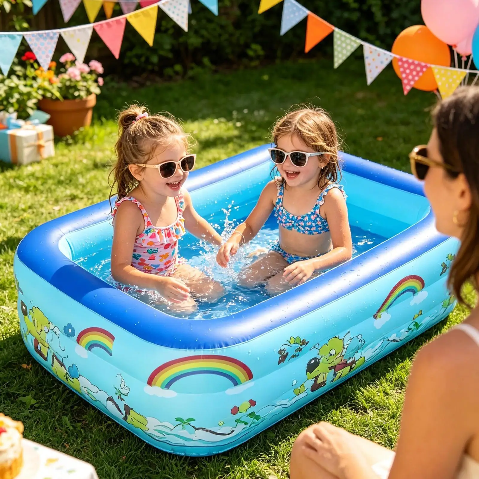 Large Portable Inflatable Pool Kids Summer Blow Up Swimming Pool for Boys Girls Indoor Outdoor Garden Yard Beach Kindergarten