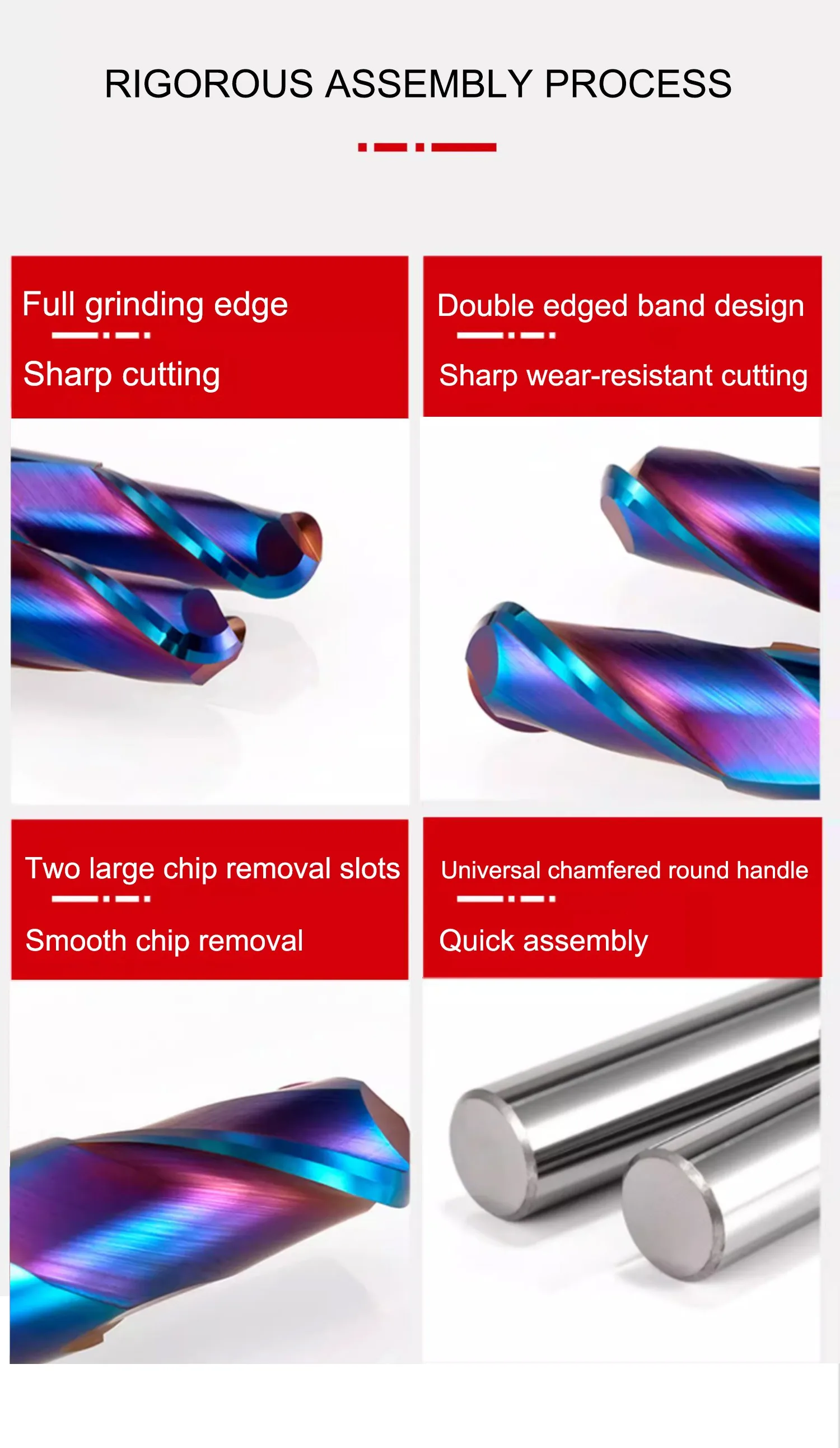 SHAZAM HRC65 2-Schneiden-Stahl-Hartmetall-Nanobeschichtete Tiefnut-Kugelkopf-Fräser CNC-Mechanische Bearbeitungswerkzeuge – Detail 5