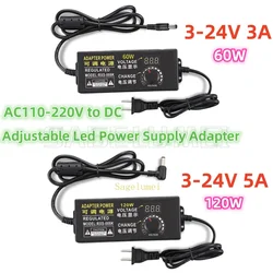 Zasilacz AC na DC 3V 5V 9V 12V 24V 1A 2A 3A 5A Regulowane transformatory 110V/220V na 12V Zasilacz 5 12 24V Volt