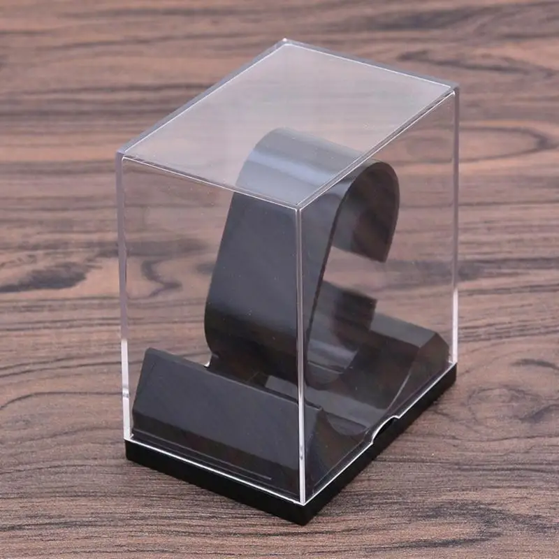 

31BB Plastic Square Watch Storage Box Set of 5 Clear Black Jewelry Display Stands