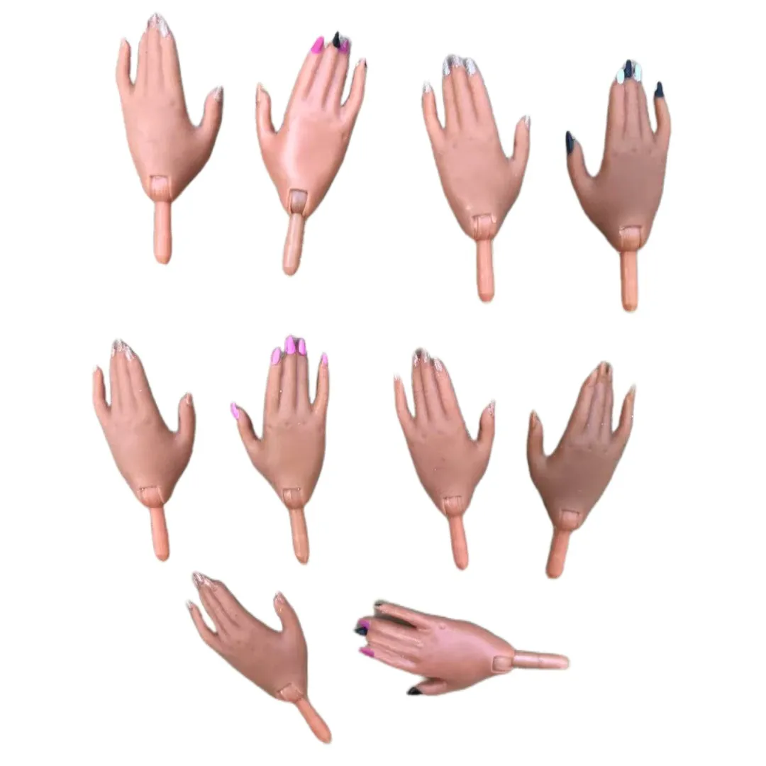 레인보우 인형 부츠 하이힐 인형 신발 1/6 인형 액세서리 장식 다크 브라운 인형 손 손톱 광택