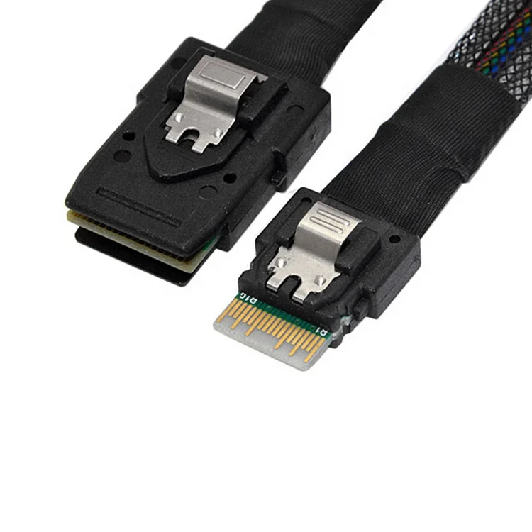 Slim Line SAS 4.0 SFF-8654 4i Host de 38 pinos para Mini SAS 4i SFF-8087 Cabo de dados de alvo de 36 pinos