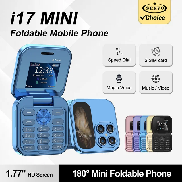 SERVO I17 Mini Dual SIM Card Flip Mobile Phone 2G GSM Magic Voice FM Radio Speed Dial Video Player Flashlight Foldable Cellphone SERVO I17 Mini Dual SIM Card Flip Mobile Phone 2G GSM Magic Voice FM Radio Speed Dial Video Player Flashlight Foldable Cellphone