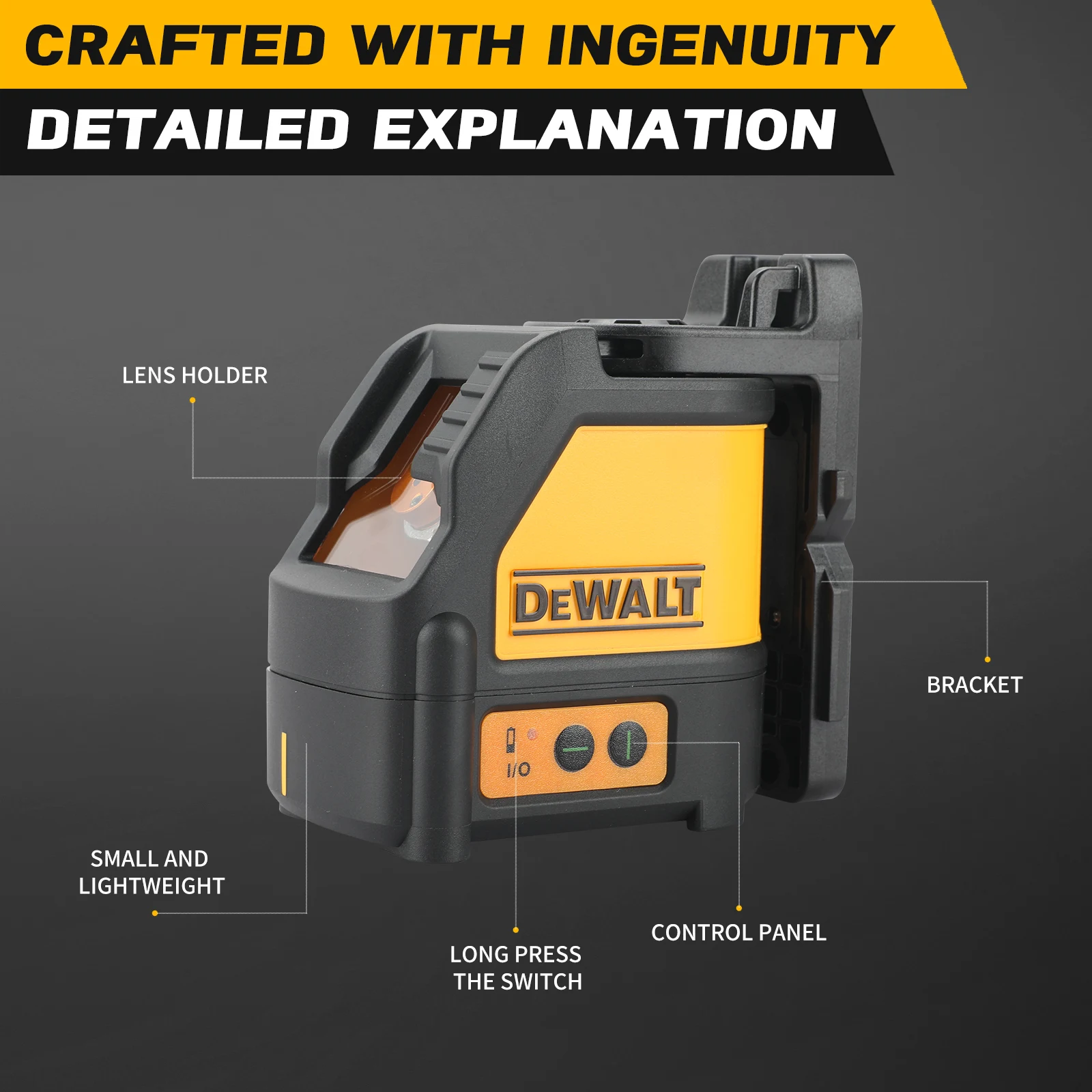 DEWALT مستوى الليزر 2-Line عبر الخط الضوء الأخضر التسوية التلقائية عالية الدقة مستوى الليزر الرأسي الأفقي DW088CG