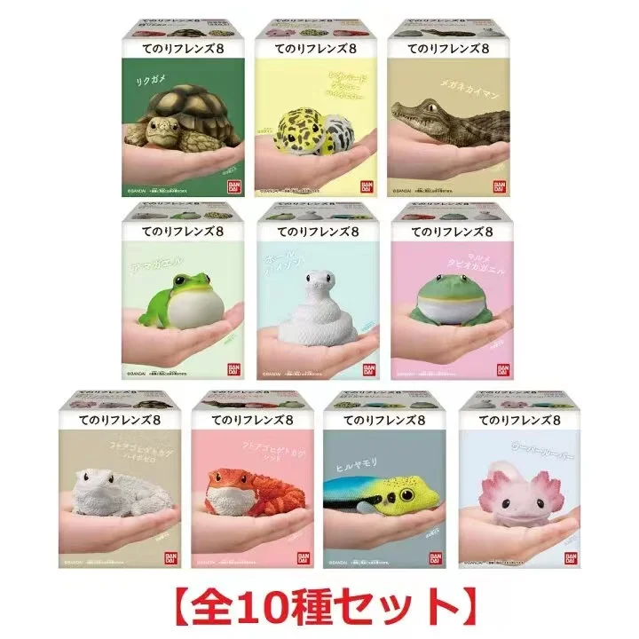 Japanese Bandai Genuine Scale Model Palm Animal Tortoises Caiman Crocodiles Rain Frogs Maned Lion Lizards Action Figure Toys