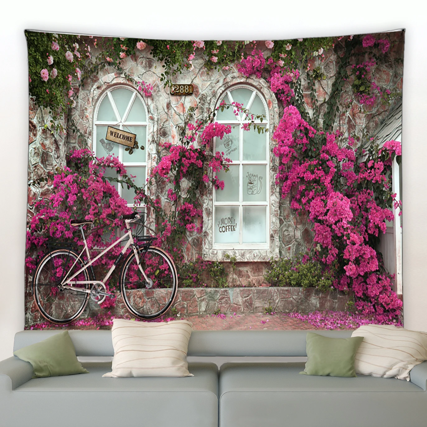 3D Flower Wall Tapestry Garden Poster Outdoor Large  Hanging Living Room Bedroom  Aesthetics Home Decoration Tapiz