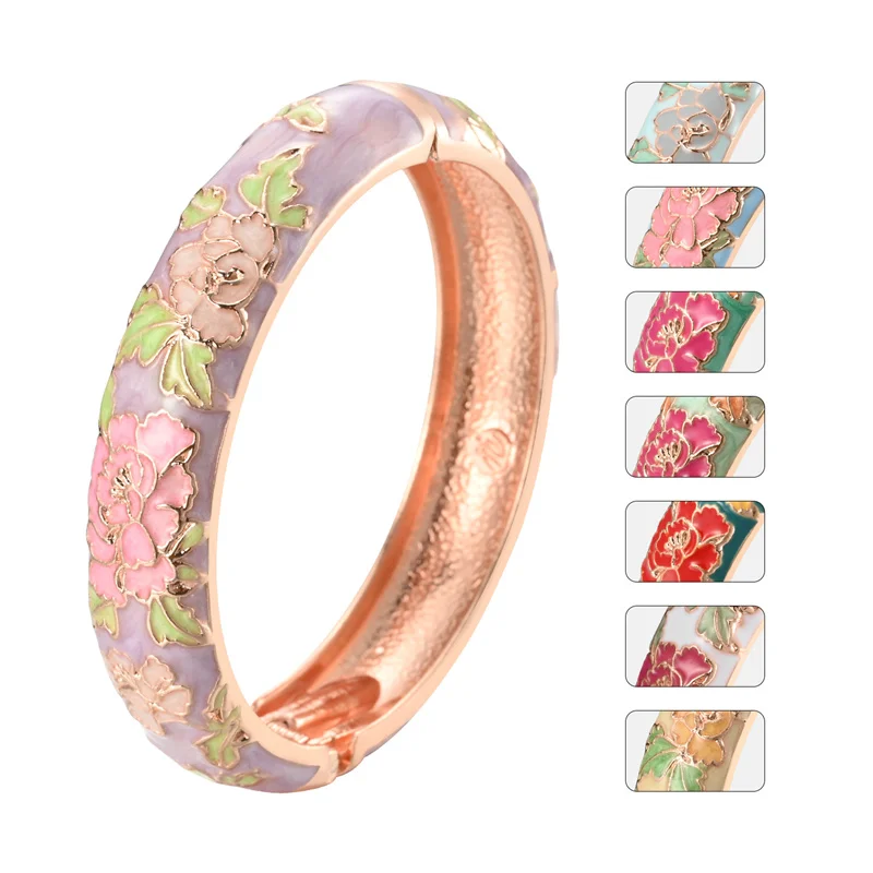 UJOY Enameled Bracelets For Women Chinese Flower Women Bangles Indian Viking Bracelet On Hand African Jewelry Dubai Women\'s Gift