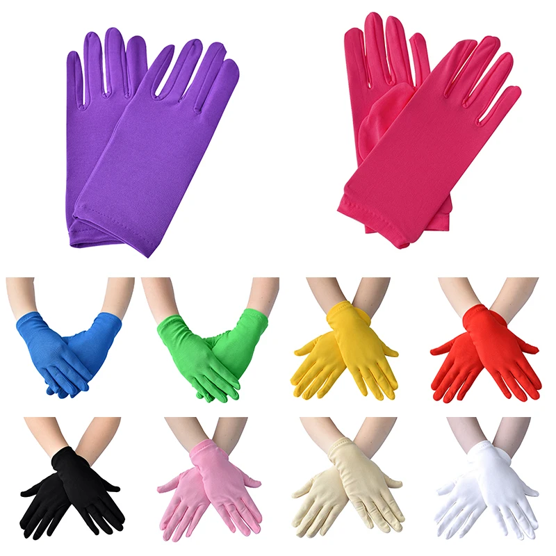 New Elegant Casual Elastic Gloves Bridal Wedding Banquet Accessories Women\'s Short Satin Elastic Etiquette Dress Mittens