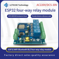 ESP32 WIFI Bluetooth BLE Four Channel Relay Module ESP32-WROOM Development Board AC 220V / DC 7-30V Power Supply ESP-32