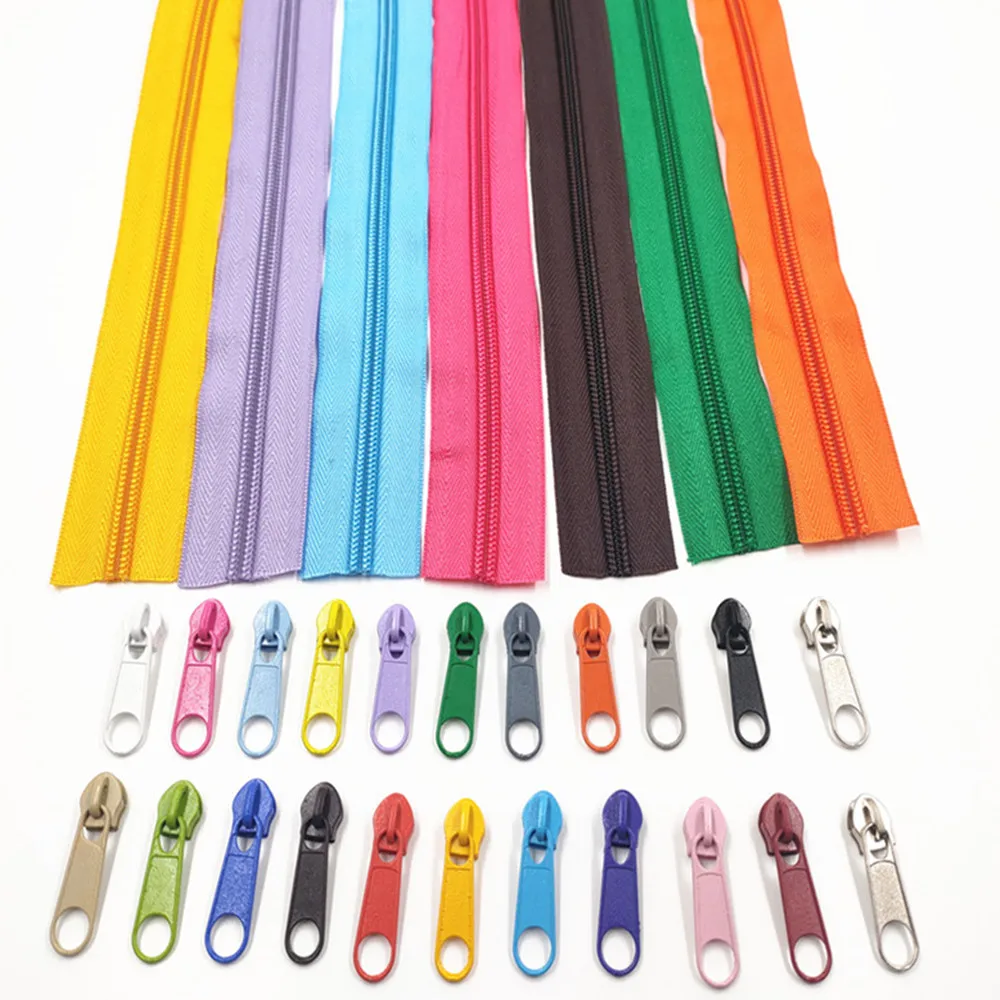 5# Nylon Zippers Rolls in 1/2/3/5/10 Meters Length with Various Zipper Sliders for Sewing and Clothing Accessories