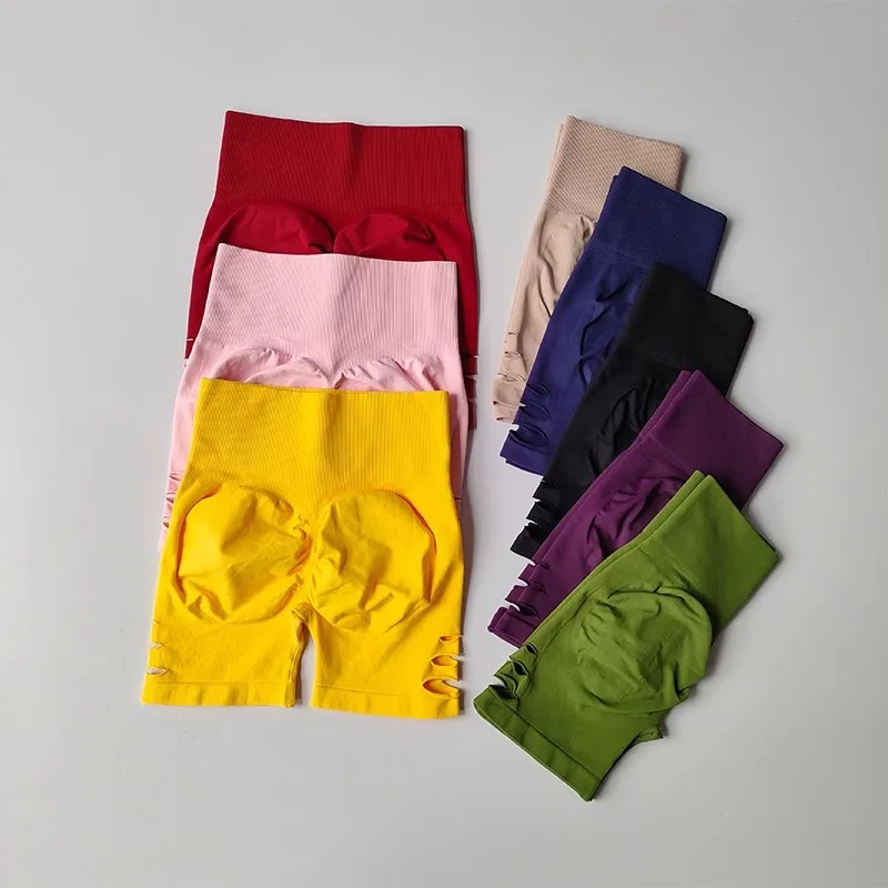 

Seamless Yoga Shorts Running Workout Leggings Women Gym Hollow out Cycling Shorts High Waist Sports Short Women Fitness Shorts