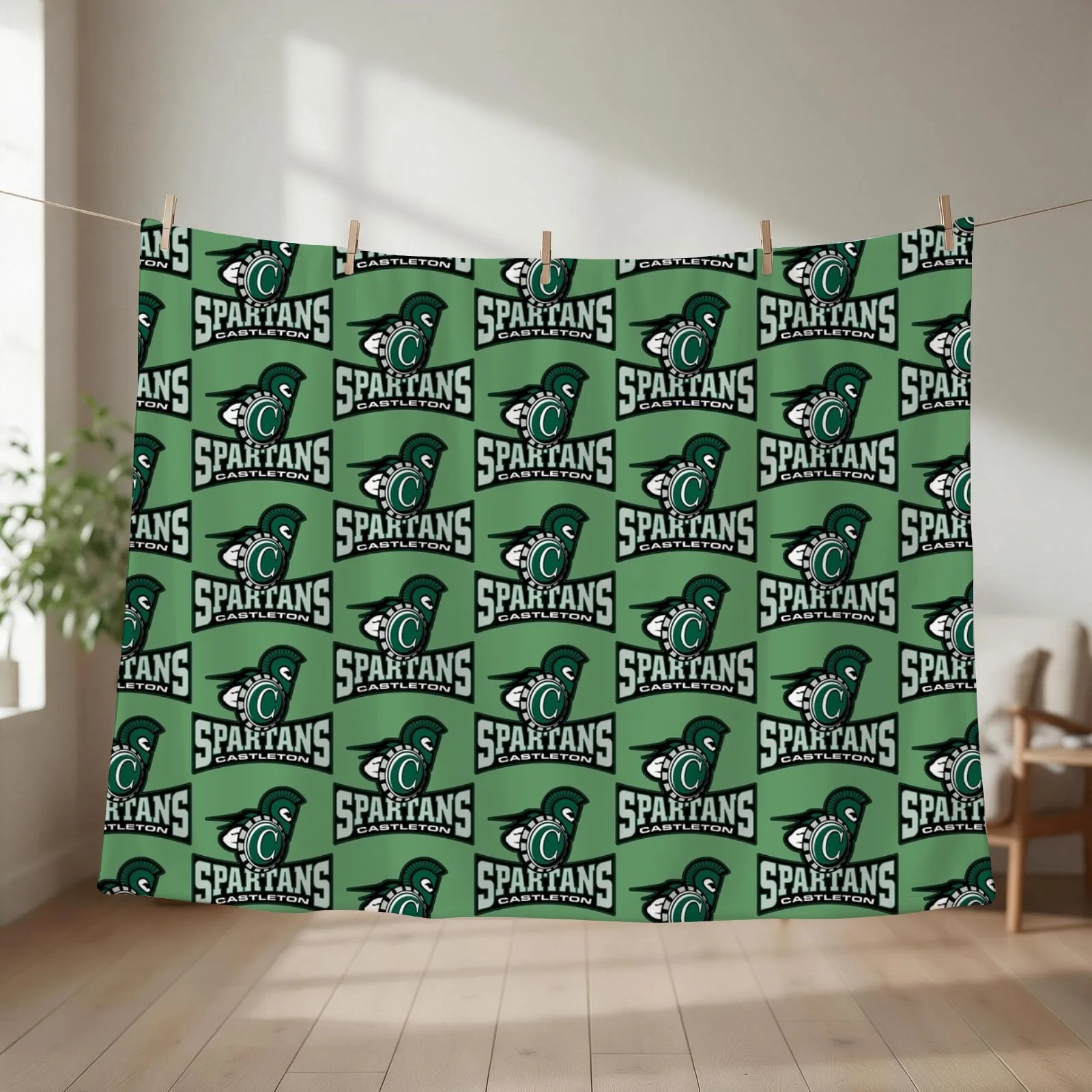 Castleton U Spartans Throw Blanket couch cozy soft plush fuzzy picnic outdoor blanket