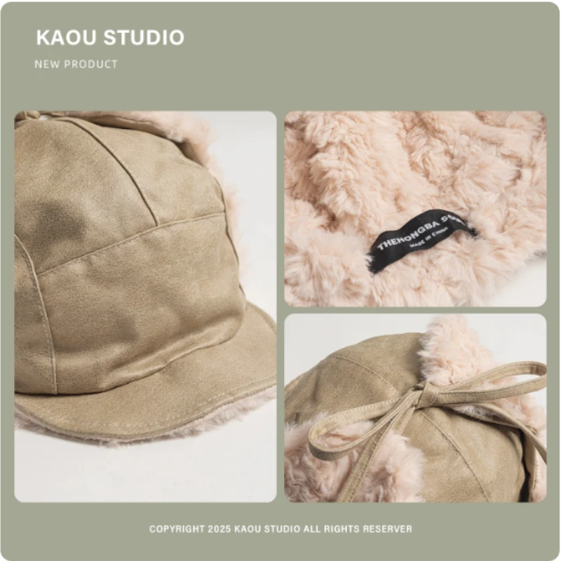 قبعات البيسبول اليابانية الرجعية بو القطيفة للرجال والنساء الشتاء سميكة ودافئة في الهواء الطلق ركوب الدراجات والتزلج واقيات الأذن قبعات منفذها #6