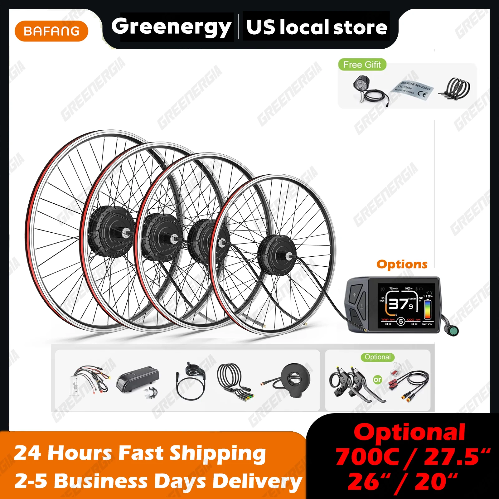 Bafang 48V 750W 500W Front Rear Hub Motor Brushless Gear Bicycle Electric Bike Conversion Kit 20-29 Inch 700C Wheel Drive Engine