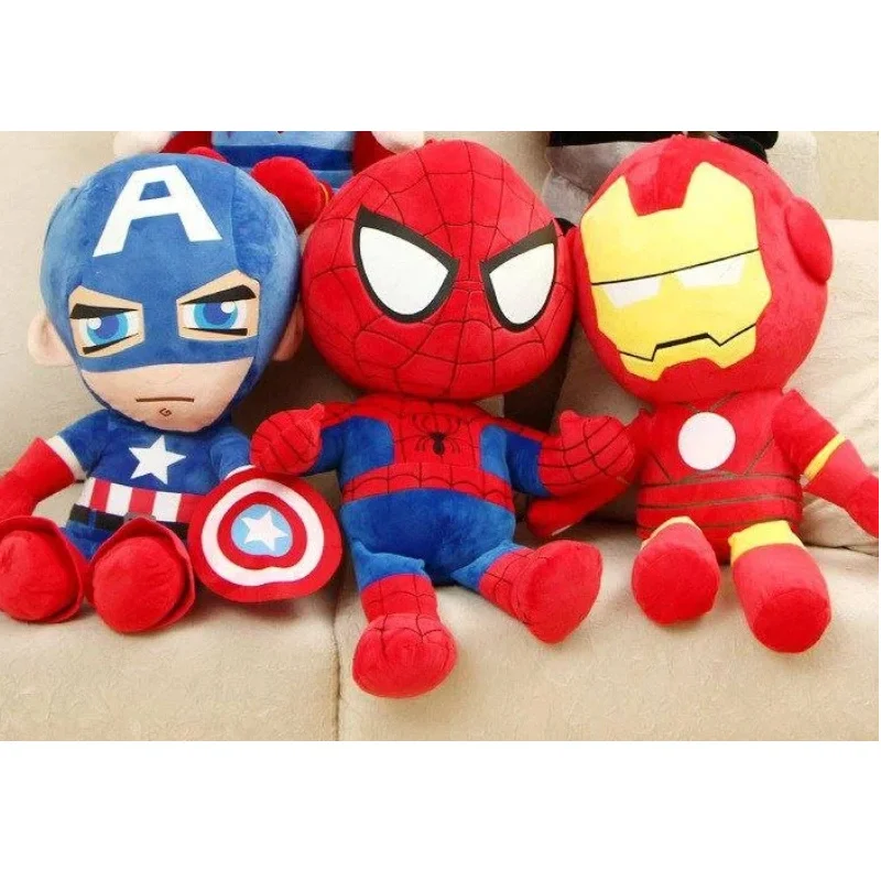 

New Marvel Plush Toys Captain America Spider-Man Iron Man Stuffed Dolls Kids Cartoon Gift Bedroom Decor For Boys Toys