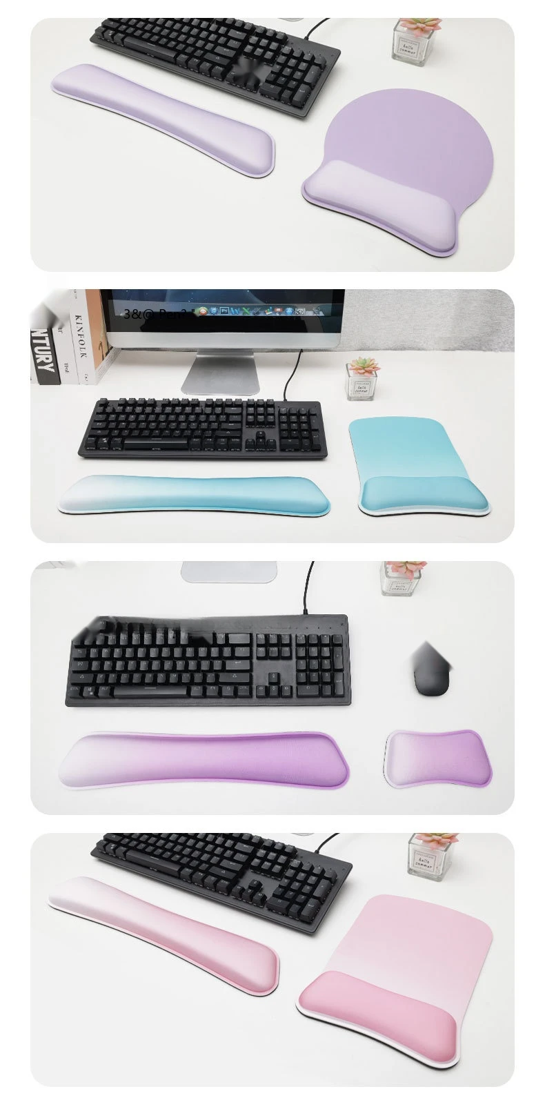Memory-Schaum-Handgelenkauflage-Set, Mauspad, Tastaturunterstützung, ergonomische Schreibtischunterlage für Büro und Gaming, 7 Farboptionen – Detail 10