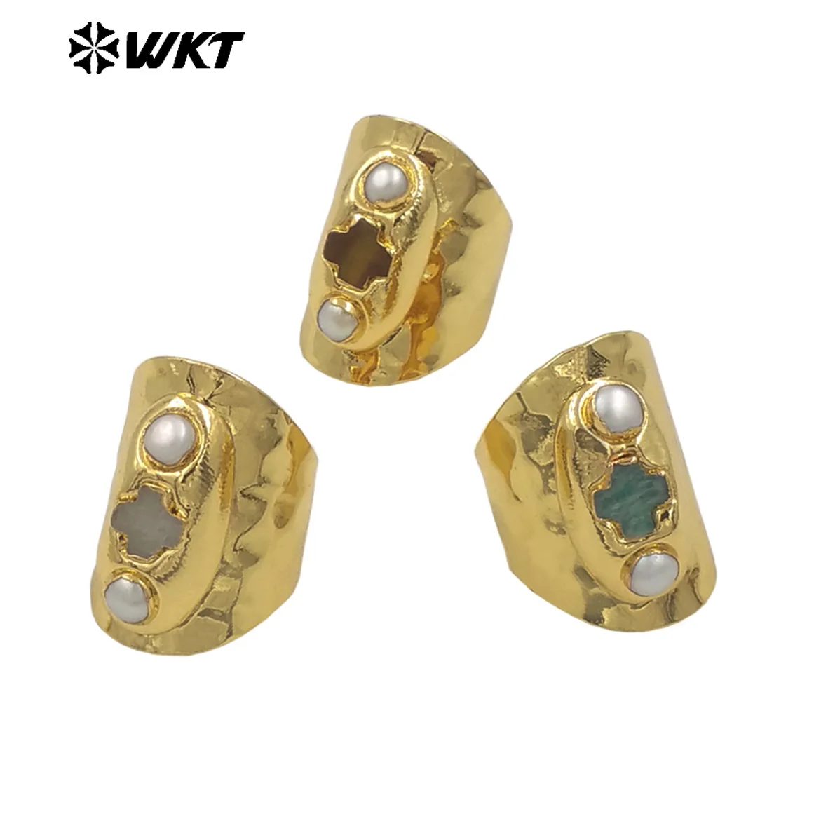 

WT-MPR130 Classic Popular Natural Stone Pearl Ring With 18k Real Gold Plated For Women Special Jewelry Gifts