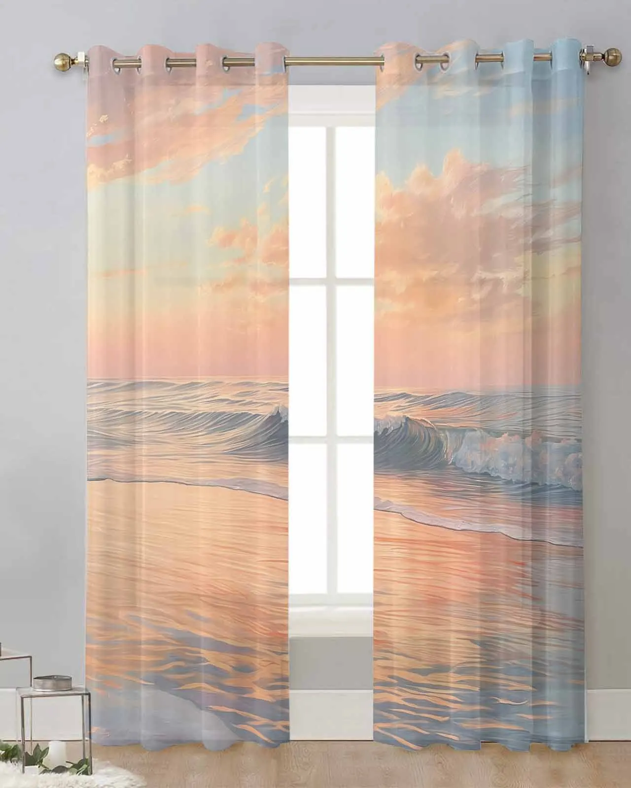 

Clouds In The Seaside Sky Bedroom Voile Curtain Window Treatment Drapes Tulle Curtains for Living Room Sheer Curtains