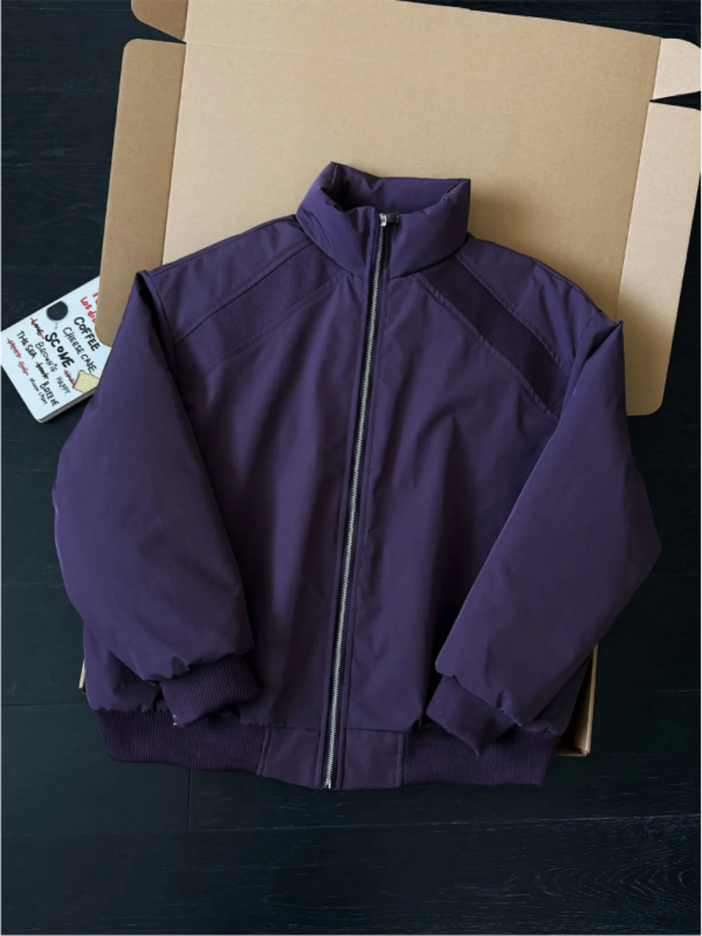 

Purple ort Thiened Flight Jaet Men's Cotton down Coat Winter Warm Stand Collar Outerwear Casual Loose Fit Polyester Fiber