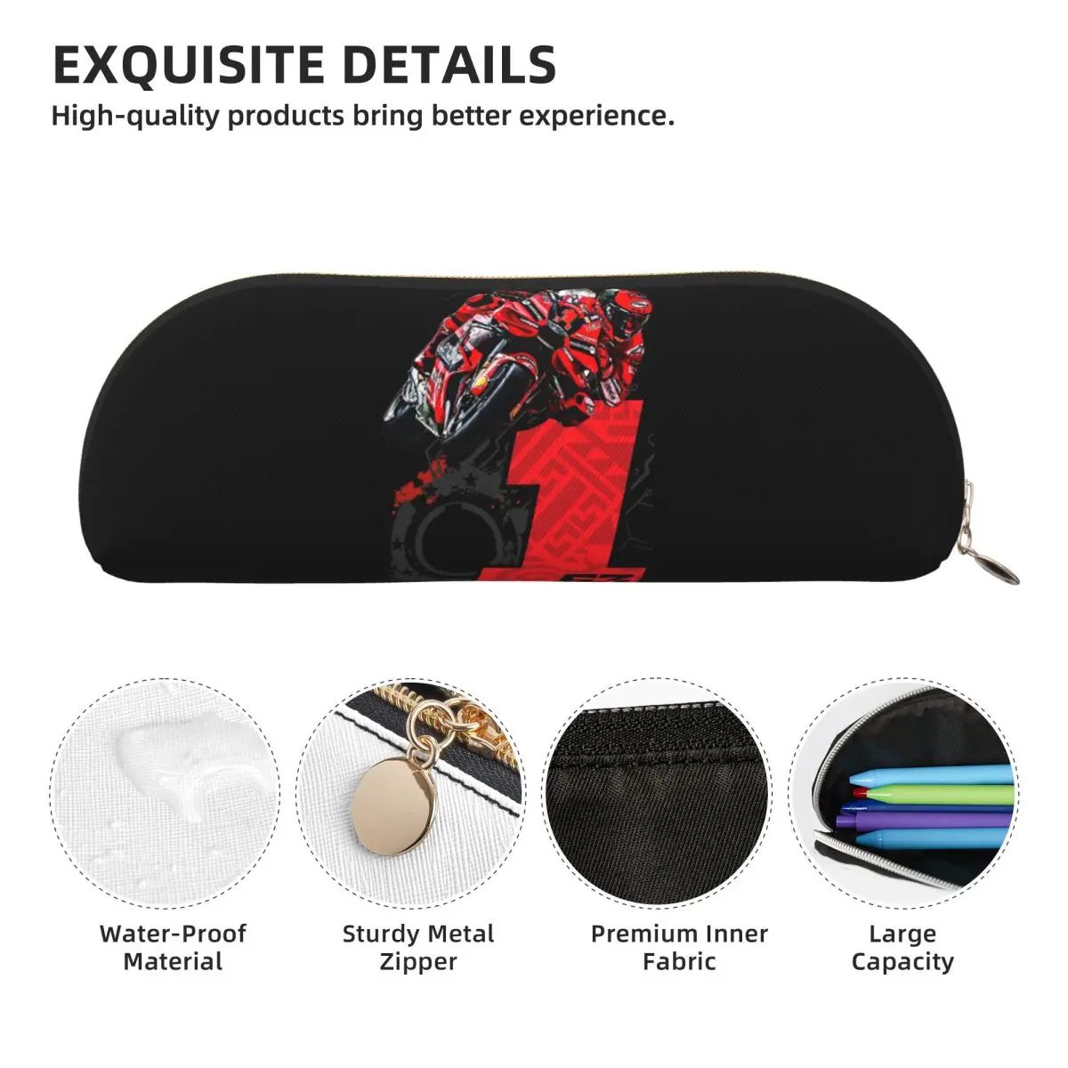 프란체스코 바르가야 넘버 1 모토GP 필통, 연필 파우치, 문구류 수납, 펜 박스, 필통, 남아 여아 선물용