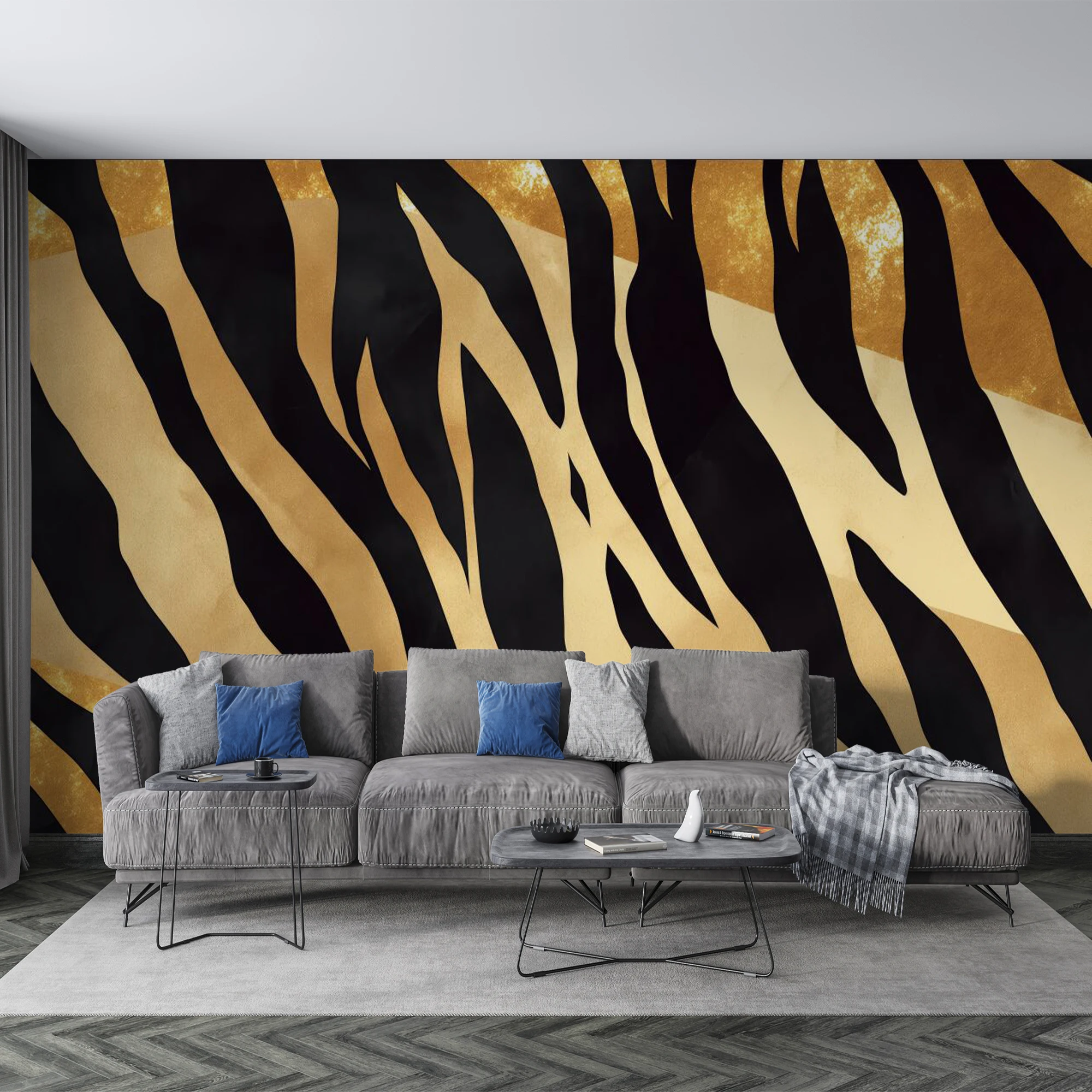 Custom Black Gold Zebra Stripe Mural Wallpaper Luxury Animal Print Wall Paper for Living Room Bedroom TV Background Home Decor