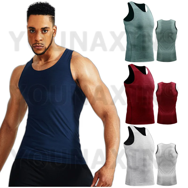 

Men Running Sports Vest Sleeveless Skinny Tank Yoga Tight Top Basketball Gym Fitness Sportswear Quick-Drying M L XL 2XL 3XL 4XL