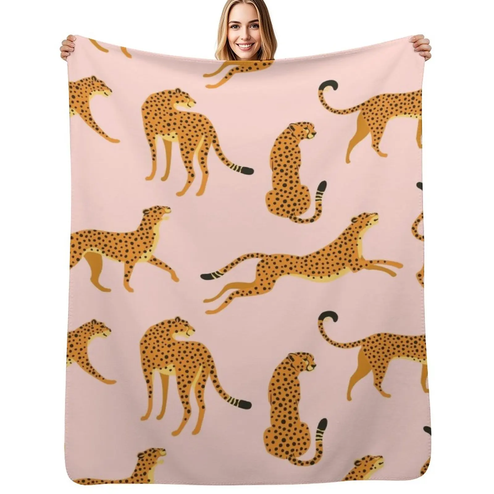 Pink Cheetah Pattern Throw Blanket wednesday manga Summer Bed linens Bed covers Soft Plaid Blankets
