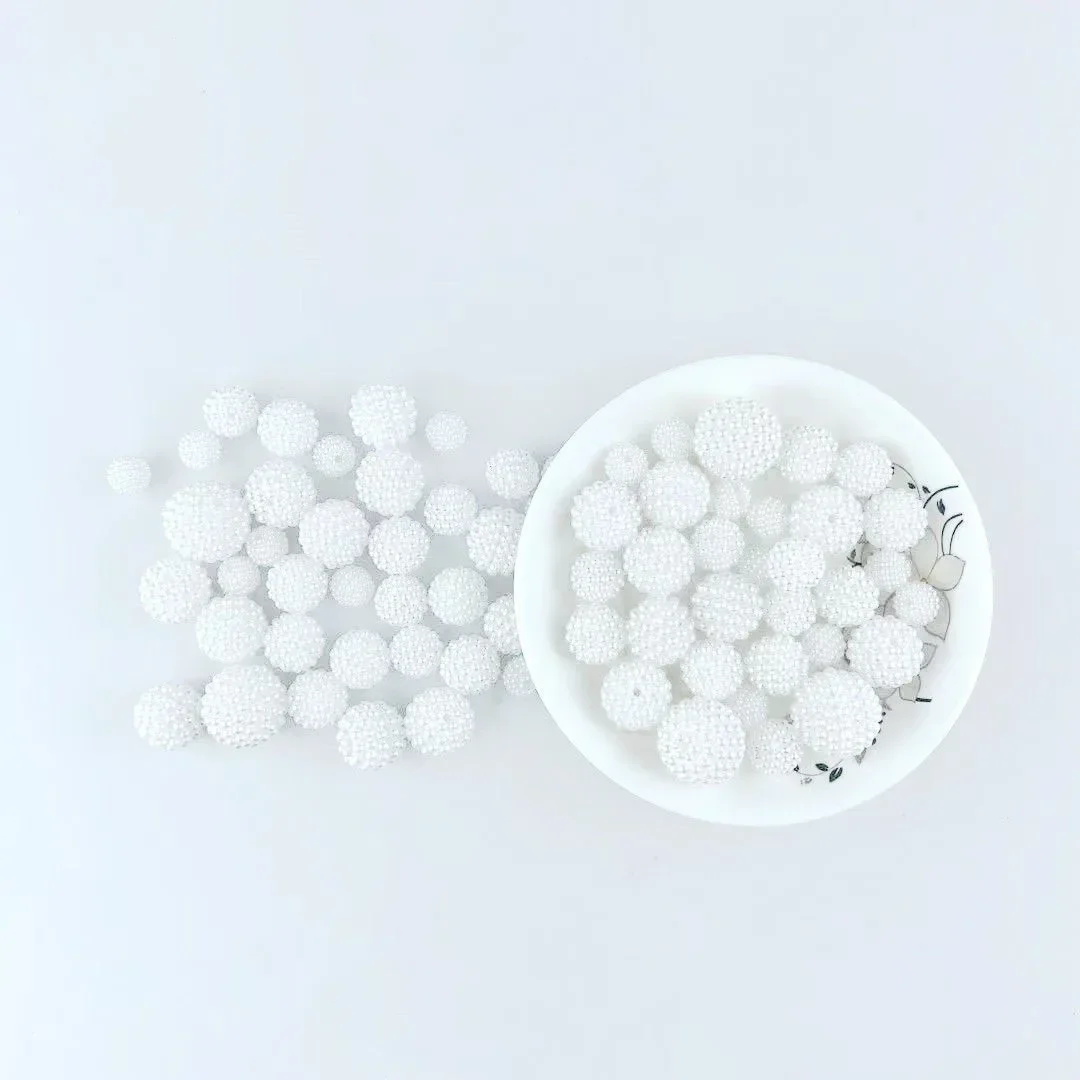 Pure white double hole ABS bayberry ball 10-20mm detachable 5-piece DIY handmade pearl bag material beaded trim