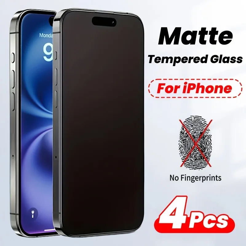 

4Packs Matte Tempered Glass Screen Protectors for iPhone 16 Pro Max 15 14 Plus 13 12 11 Pro Max Anti-Glare Touch Sensitive Glass