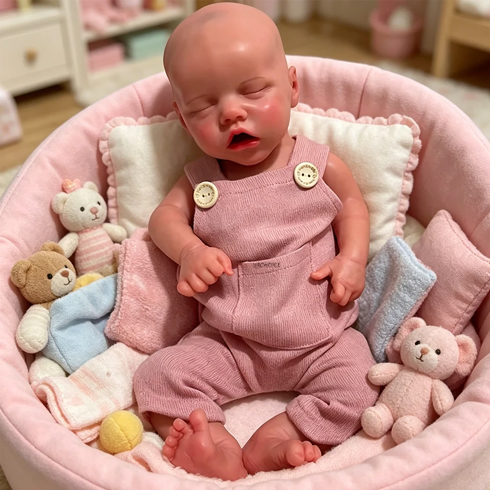 

18" Full Silicone Newborn Doll Soft Reborn Baby Girl Flexible 3D Skin Tone with Visible Veins Handmade Doll Anti-Stress Toy