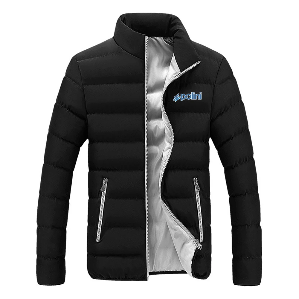 2026 Men's Casual Men's Waterproof Windbreaker Jacket Polini Logo Print Winter Warm Autumn Zip-Up Solid Color Coat Hoodies view 2