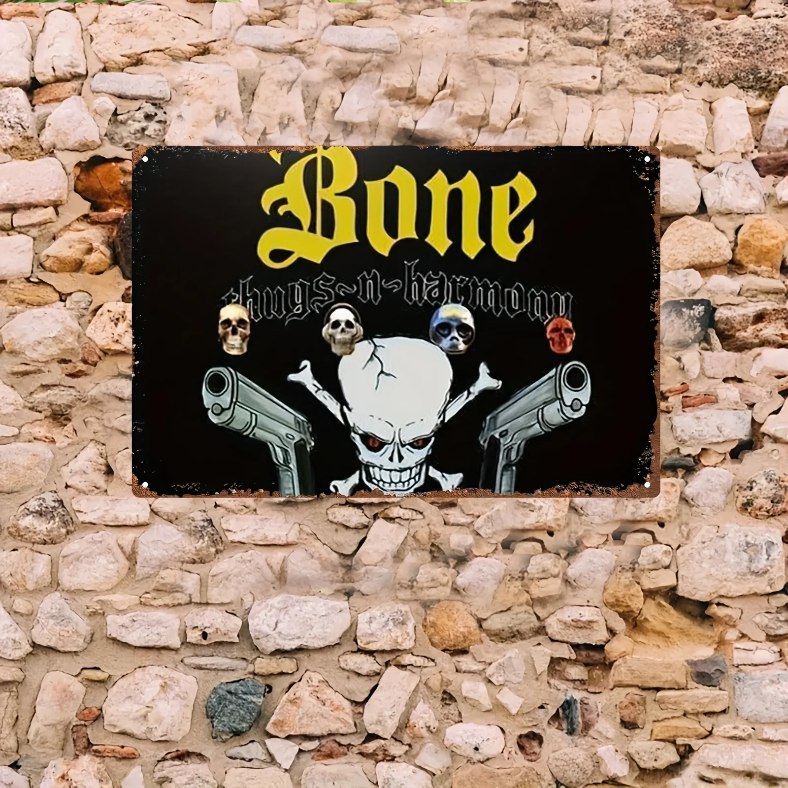 Metal Iron Sign Unique Bonethemed Skulls and Guns Merchandise for a Bold Style , Perfect for Home Decoration, Club and Outdoo
