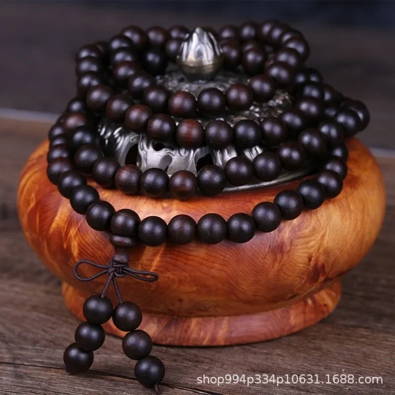 Taihang Lightning Wooden Bracelet Men's and Women's Thuja 108 Beads Buddha Beads Bracelet Old Material Peach Wooden Bangle 2.0