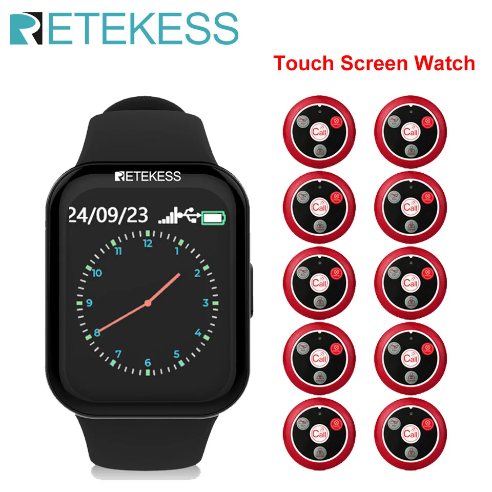 Retekess restaurant pager waiter call system TD113 waterproof touch watch 10 pcs T117 call buttons for cafe bars hookah Hotel