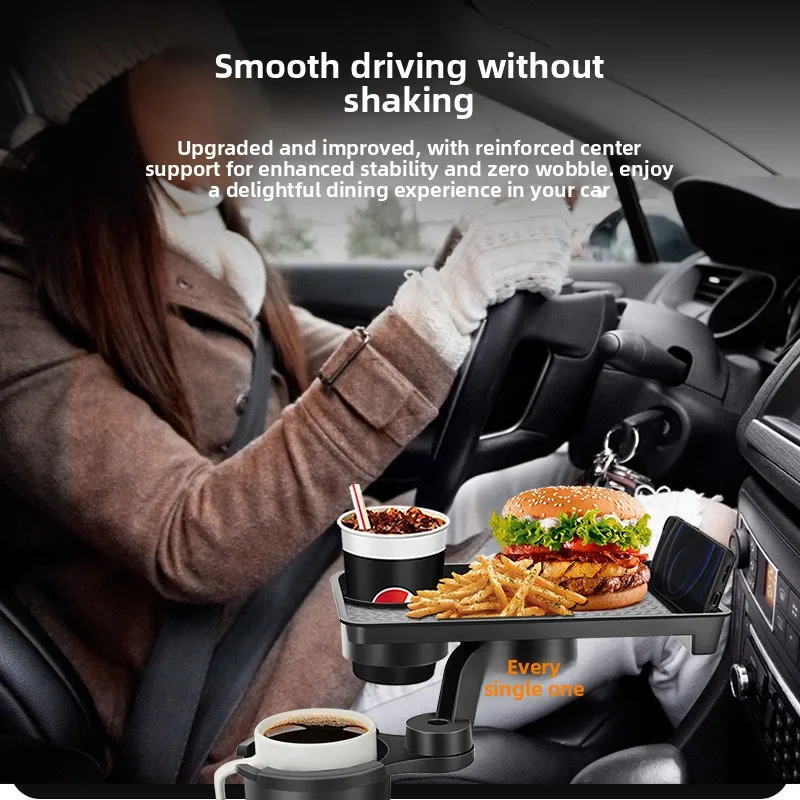 Car Cup Holder Tray 360 Degree Rotation Extensible Dining Table Phone Holder Universal Adjustable for Car Truck SUV Van