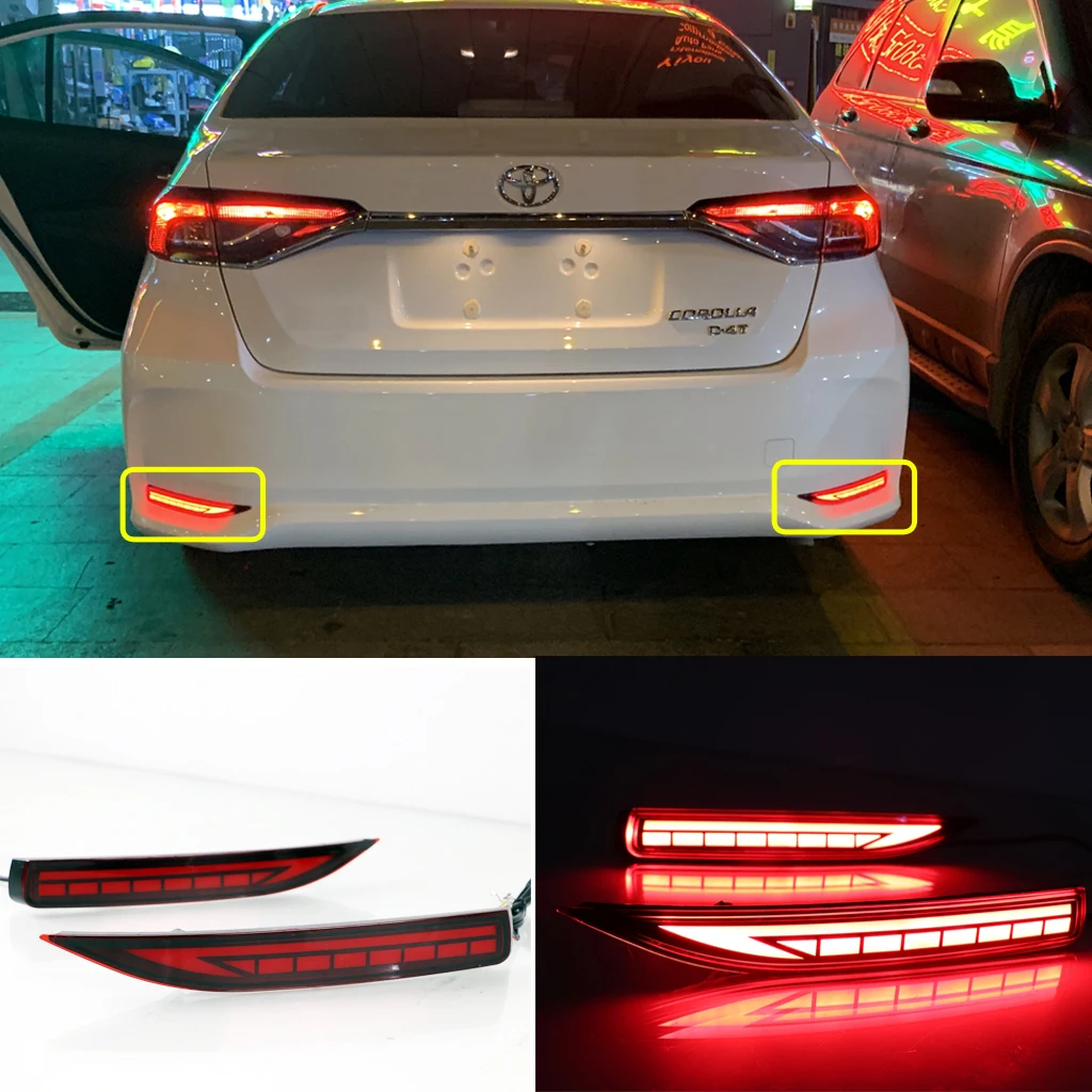 ROMADA 1 Set For Toyota Corolla Altis 2019- 2024 Car LED Rear Fog Lamp Bumper Light Brake Light Dynamic Turn Signal Reflector