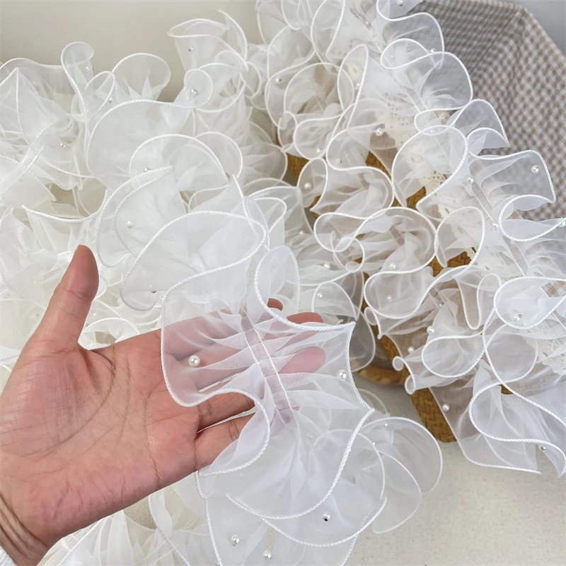 11cm Organza Densified Pleated Beaded Mirror Welt Neckline Clothing Design Lolita Lace Accessories