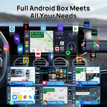 CarlinKit Android 13 LED AI Box Bezdrátový CarPlay Bezdrátový Android Auto Chytrý multimediální box do auta Qualcomm čip SD rozšiřitelná až na 512 GB 10 nejlepší prodej YD auto s Androidem - №9
