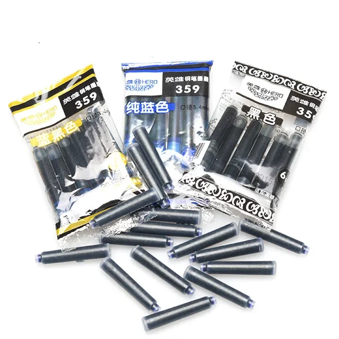 Orijinal Mürekkep Kartuşu 359 dolma kalem Doğrudan Sıvı Dolum Yedek 3.4mm 5mm Çap Siyah Mavi Karbon Olmayan HERO Pimi