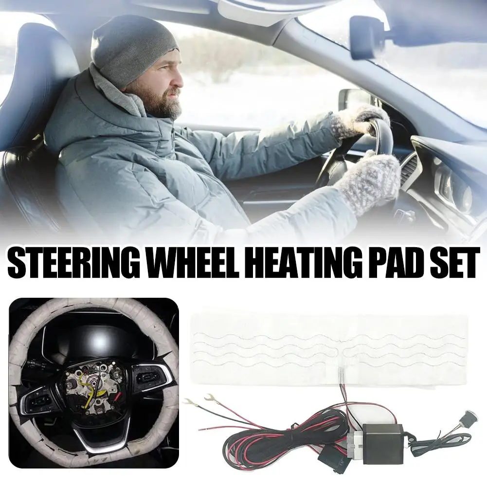 

Universal Car Heated Steering Wheel Cover Heater DIY Hand Pad Warmer Winter 12V Accessories Kit With Thermal Switch A7E6