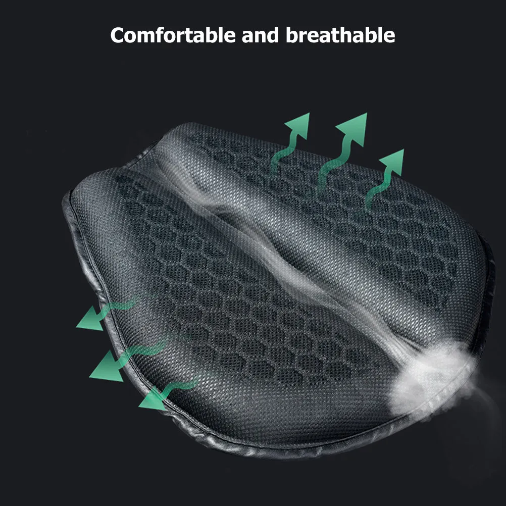 

Motorcycle Seat Pad Breathable Mesh Design Air Cooling Comfortable Thick Cushion Shockproof Reusable Seat Cover for Motorbike