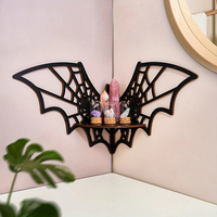 Bat Corner Shelves Wooden Floating Bat Wall Corner Shelves Gothic Jewelry Display Shelf Halloween Decorative Shelf For Home