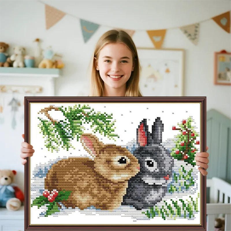 

2026 новый стиль кроликов ручной работы вышивка крестиком DMC набор для вышивки крестом в китайском стиле наборы для вышивки крестом вышивка украшение дома