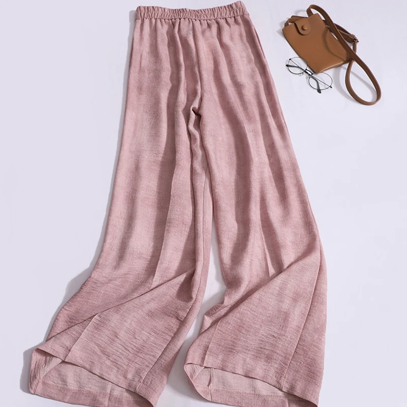 Women's Wide-leg Pants 2024 Summer New Loose Straight Pants Fashion Lace-up Dyeing High-waisted Casual Pants