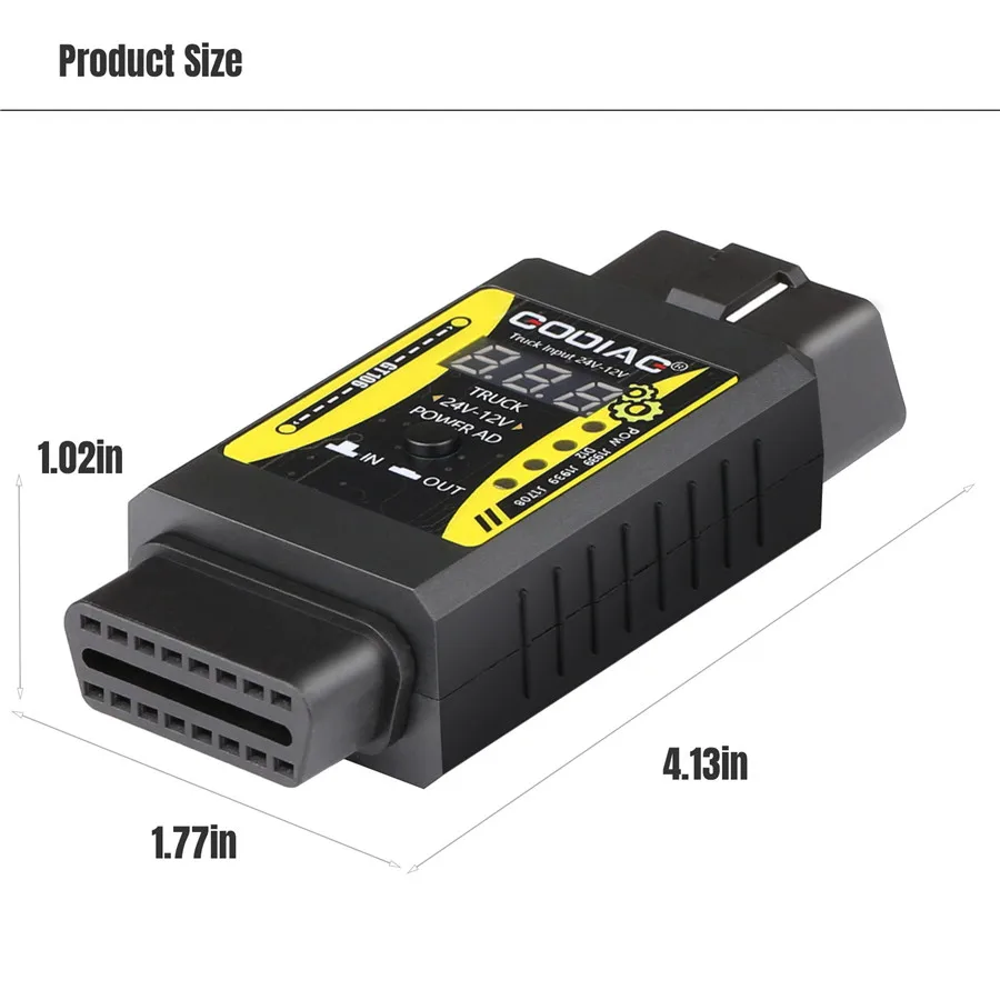 

Godiag GT106 24V to 12V Heavy Duty Truck Adapter for X431 for Truck Converter Heavy Duty Vehicles Diagnosis