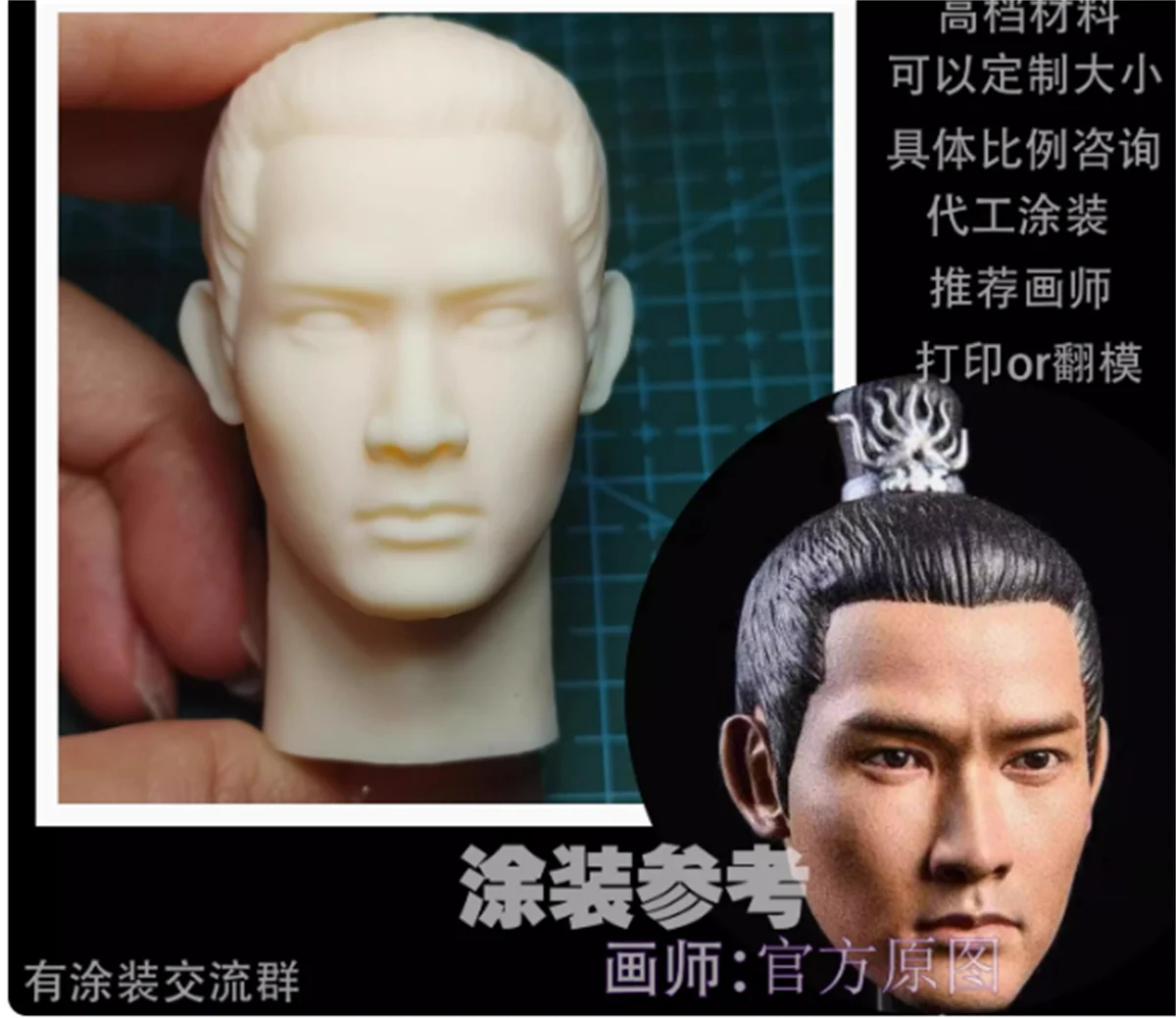 

Zhao Yun Ancient Head Carving Sculpt Unpainted 3D print Nie yuan Model 1/6 Scale Action Figure Soldier Body Toys