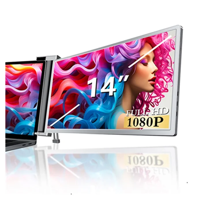 14 Inch Dual Screen USB C Laptop Extended 1080p IPS Display for Notebook Attachable Right Screen Portable Monitor