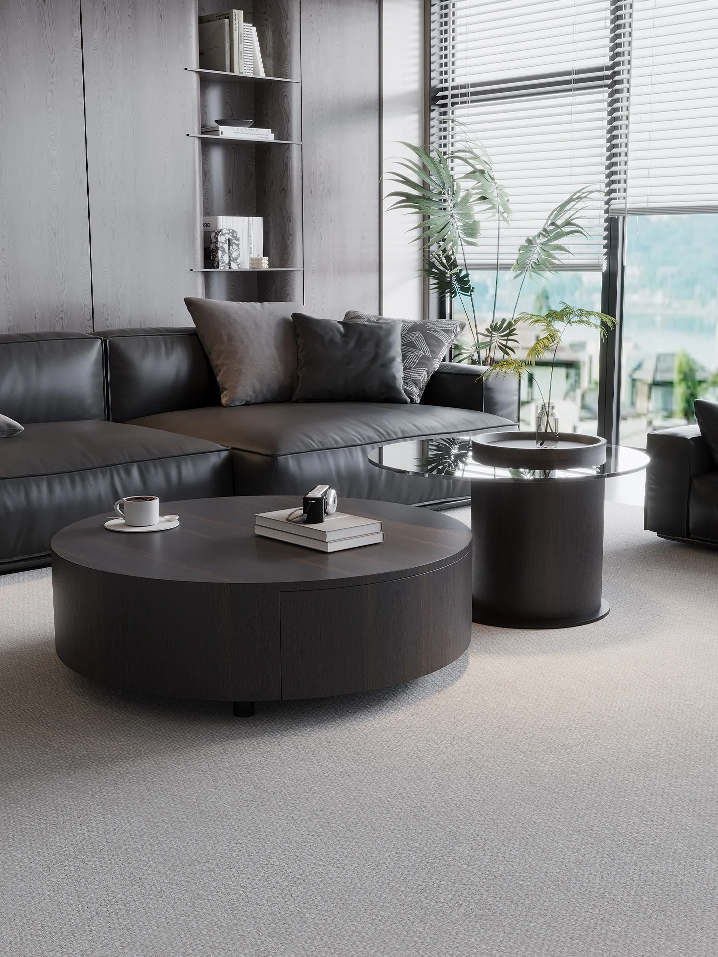 Italian minimalist round child and mother coffee table size combination TV cabinet household living room light luxury and simple